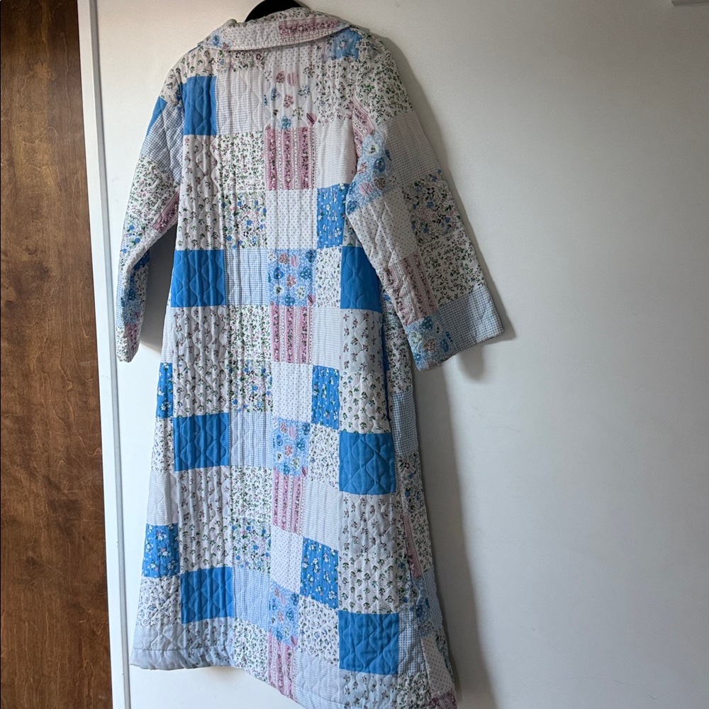 Vintage Patchwork Quilted Jacket - Blue And Pink - image 8